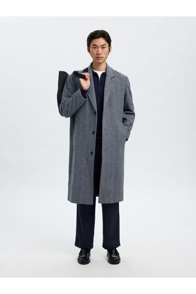 Selected Homme Langer Mantel Wollmix