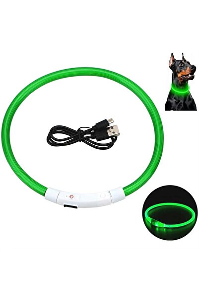 Aptel Zgarda luminoasa, 12 LED-uri, reglabila, marimea L, verde, 70 cm