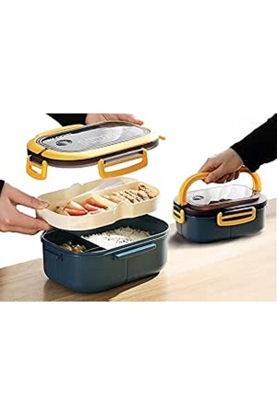 Generic Yahaala Leak-Proof Bento Lunch Box - 2 Layers and 3 Compartments, Model: LunchMate - Microwave & Dis