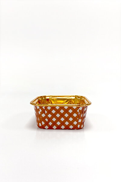 kidspartim Muffin Cake Capsule Square Gingham Red-Gold 25 Pieces