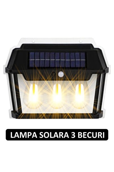 OEM Lampa Solara LED de Perete, 3 Becuri, Senzor, 3 Moduri de Lumina