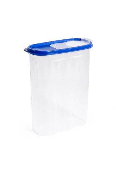 SHOPIENS Cereal Storage Container Shopiens®, Transparent Plastic with Blue Lid and Measurements, 2.4 L