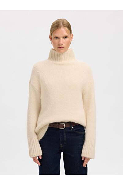 Selected Femme Pullover mit hohem Kragen Wollmix