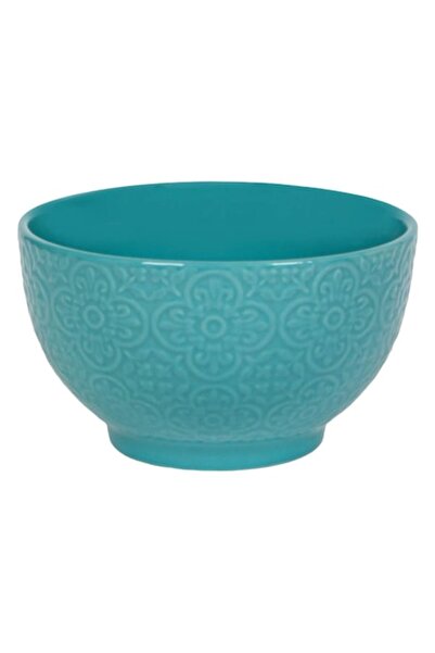 SHOPIENS Ceramic Serving Bowl Shopiens®, Round, Blue with Embossed Patterns o...