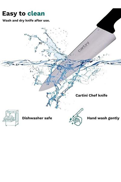 Godrej Cartini Classic Chef Knife, Stainless Steel Heavy Duty Slicing and Dicing Meat 8"-Black