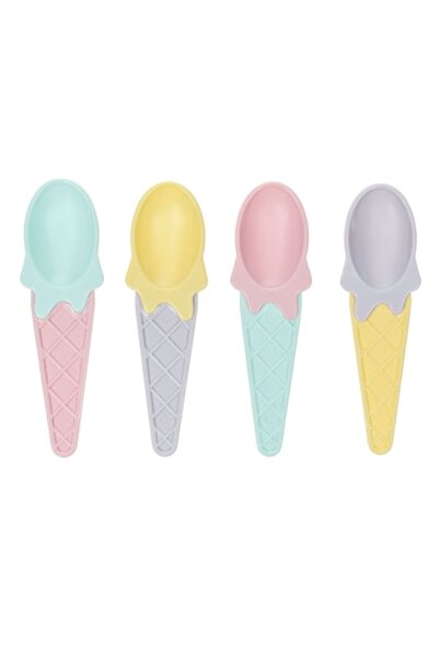 SHOPIENS Set 4 cupe pentru înghețată, plastic, multicolore, 12 x 3 cm