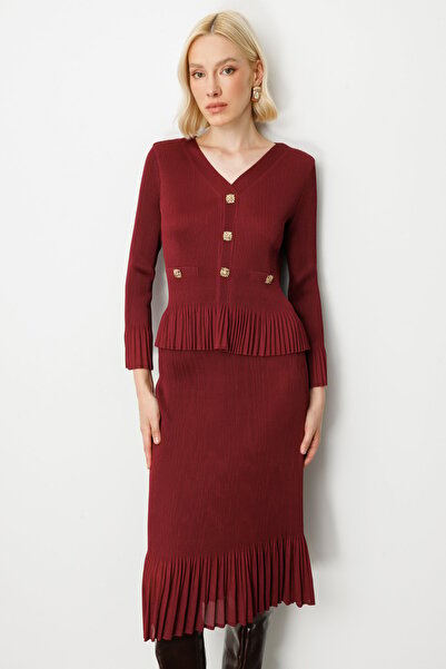 Ekol Ornamental Buttoned Pleated Blouse