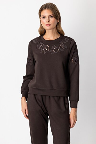 ON Sıfır Yaka İşlemeli Sweat