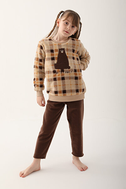 Arnetta With Family Koyu Kahverengi Kız Çocuk Uzun Kol Pijama Takım