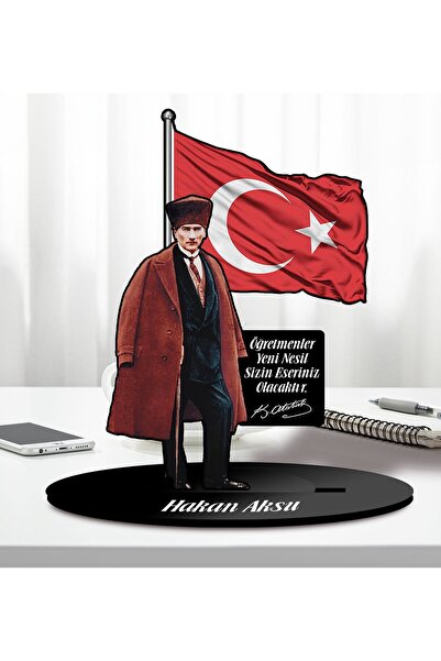 Bk Gift Kişiye Özel Atatürk ve Öğretmenler Günü Tasarımlı Karikatür Biblo-2, ...
