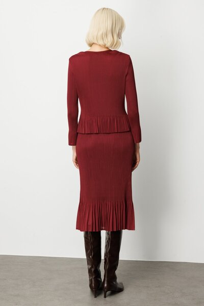 Ekol Ornamental Buttoned Pleated Blouse