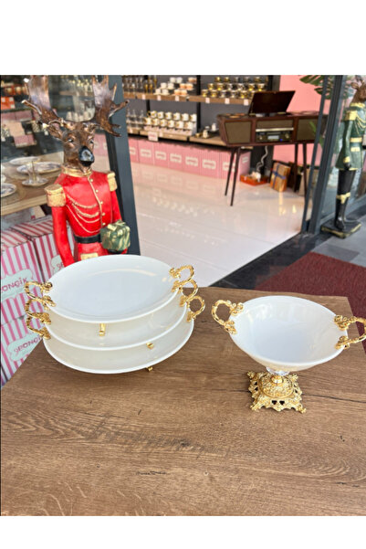 PONCİKPAZAR 4 PARÇA YUVARLAK PORSELEN SUNUMLUK