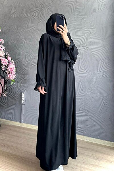 Şulemoda Giyim Kendinden Şallı Namaz Elbise Siyah