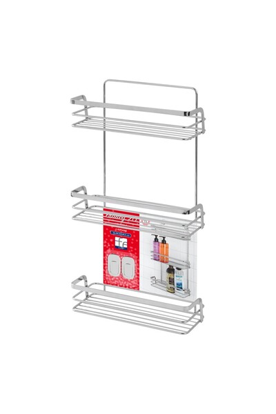 Italbox Francy wall shelf, 3 shelves, chrome steel, 26.4x10x49.5 cm