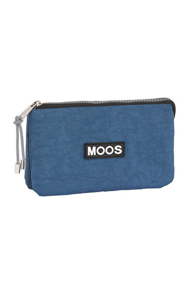 Moos Women's makeup bag with 3 zippers Casual blue 22x13x2 cm