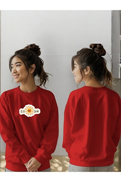 ArtYus سويت شيرت للجنسين بأكمام طويلة مطبوع عليه Rise And Shine وياقة على شكل دراجة