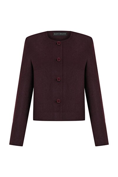 Beauty Omelette Bordo Kutu Form Yün Ceket Kaban