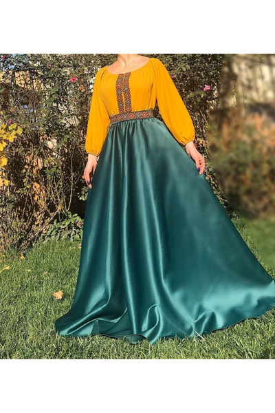 Ie Traditionala Rochie stilizata cu motive traditionale lunga Margareta