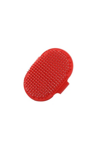 Doty Silicone pet grooming glove brush with hand grip, lightweight and practical, red,