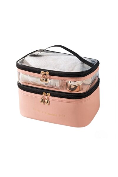 ECARLA Cosmetic bag, foldable, with two compartments, pink, 17x23x15 cm, eCarla, KS92WZ4