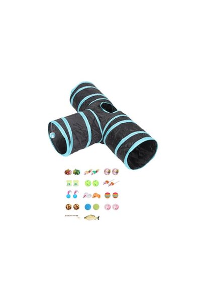 Doty Play Tunnel Set for Small Cats or Pets TTube Doty®, with Toys and Accessories, 80x30x25, Foldable,