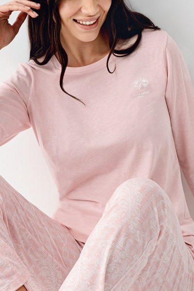 Pierre Cardin Kadın Sade Uzun Kol Desenli Pantolon Pijama Takımı