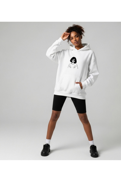 Bheka Concept هوديي بقلنسوة كبير الحجم مطبوع عليه Cool Girl