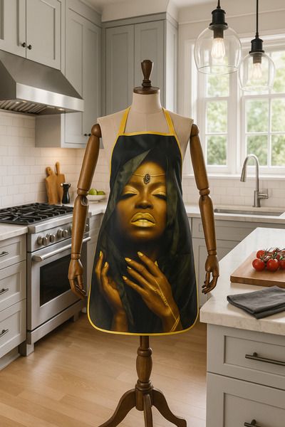 Limon Soft مريلة مطبخ مطبوعة رقميًا مقاومة للماء ومقاومة للبقع أورورا