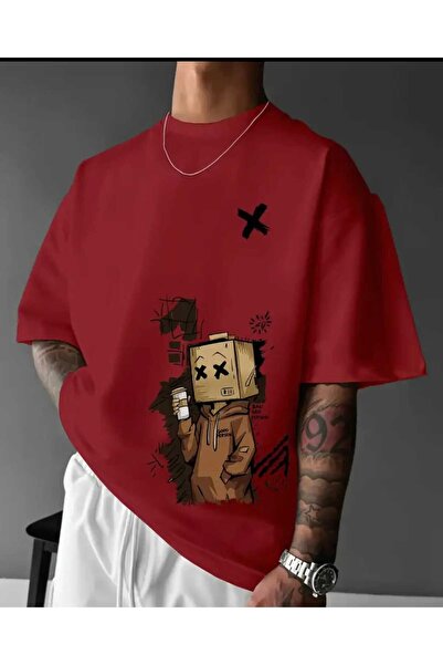 ORVIO Group Men's Oversize Cartoon Printed T-Shirt