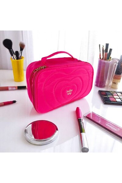 ECARLA Cosmetic bag, quilted, with handle, cyclamen color, 24x9x15 cm, eCarla, KS132R