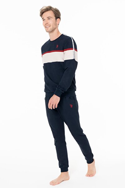 U.S. Polo Assn. Erkek 2 İplik Kışlık Uzunkol Dar Paça Ev Giyim Pijama Takım