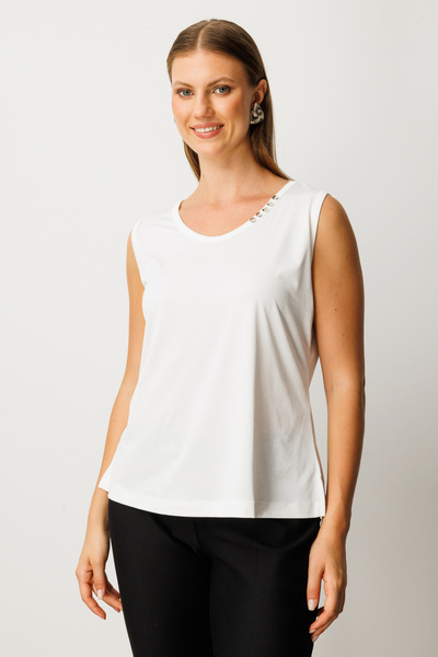 ON Αμάνικο βασικό μπλουζάκι με λεπτομέρεια με κουμπιά στο λαιμό