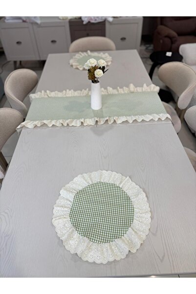 NURGİTA HOME Set de 3 bucăți cu volane Fisto: 2 bucăți de serviciu american S...