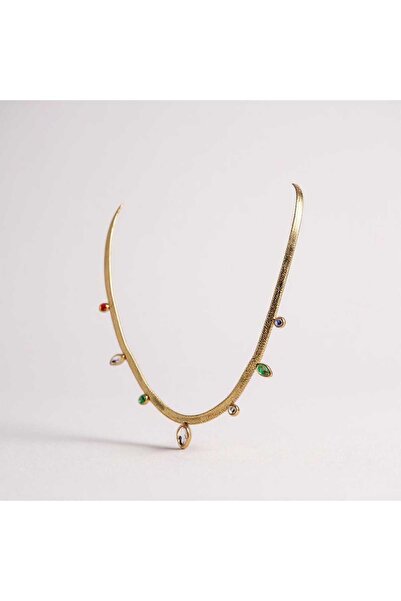 GOOG DESIGN Gold Color Multi Stone Elegant Necklace – Colorful Stone Women's ...
