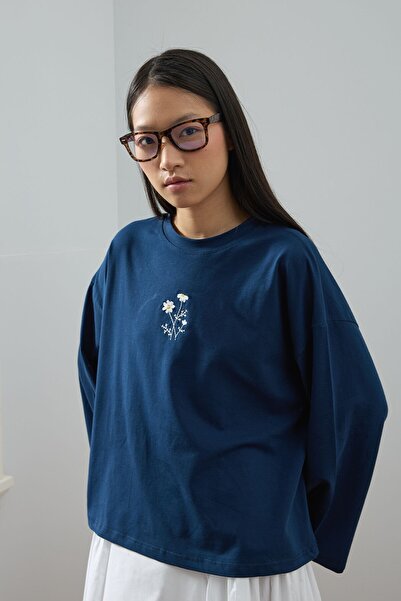 Ceylan Otantik Μπλε ναυτικό κεντημένο κορμάκι