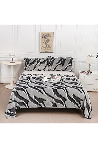 CHIRASO Cocolino Blanket Set 200x230, Soft and Fluffy, Double Bed, plus 2 Pillowcases, Zebra