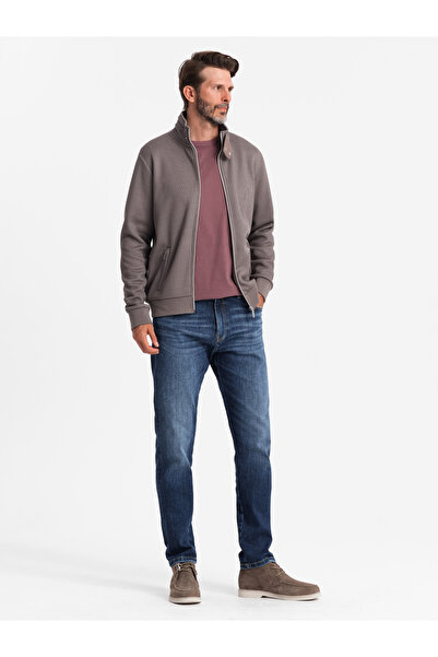 OMBRE Men's jacket with high collar and fleece interior - ash V2 OM-JANP-0154