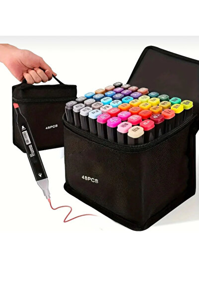 MİMOZA PARK 48 Pieces Double-Sided Marker Pen Set Bag (with Stand)