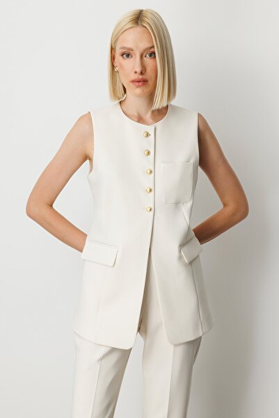 Ekol Önü Düğmeli Kapak Cepli Yelek