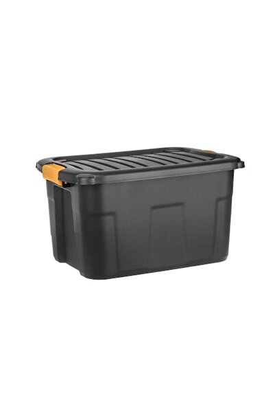 SHOPIENS Plastic Storage Box Shopiens®, Durable, with Lid and Lock, Black, 12 L, 39x29.5x18 cm
