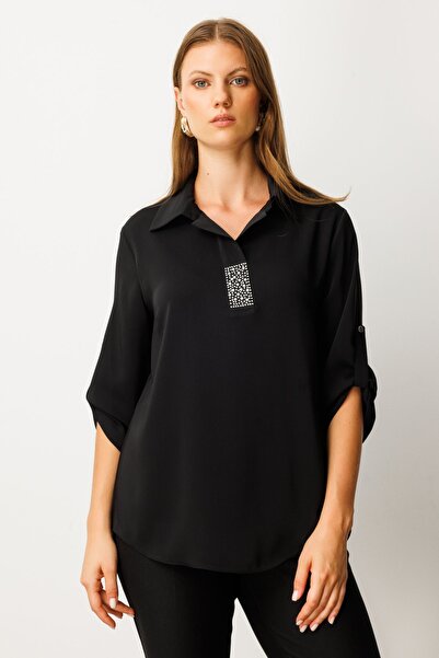 Mi Pret a Porter Mi Yakası Taş Detaylı Gömlek