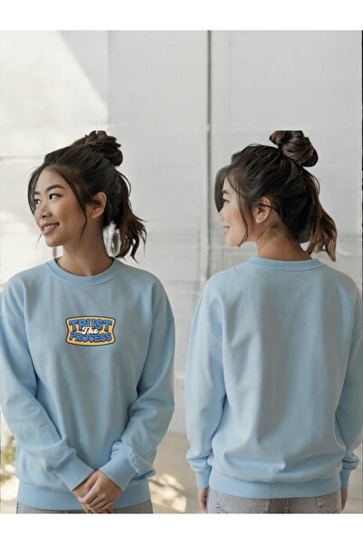 ArtYus Tricou unisex cu mânecă lungă Trust The Process Transfer cu imprimeu guler rotund lı Swea tricou