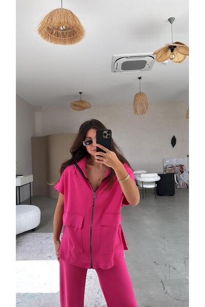 Buket Teke Set pantaloni vestă modal fucsia