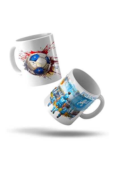 OEM Cană personalizată pentru suporterii Universității Craiova - "Tatăl și copiii la stadion", 330ml