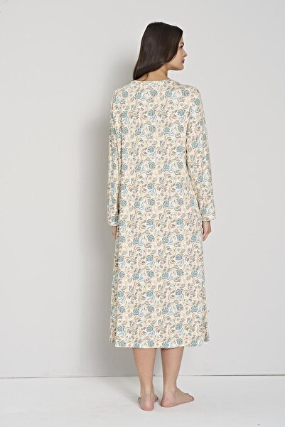 Pijadore Women's Floral Print Long Sleeve Relaxed Fit Nightgown C3T0N91