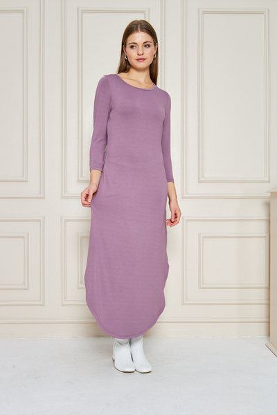 ESPİNA Γυναικείο μακρυμάνικο φόρεμα οβάλ σχήματος με σκισίματα μίντι μήκους