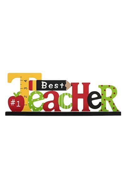 SHOPIENS Decorative wooden plaque, Shopiens®, with cut-out message '#1 Best teacher', 27 x 3 x 10 cm