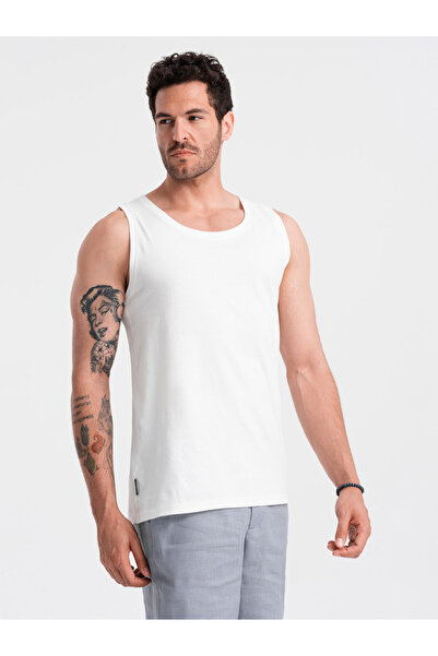 OMBRE Men's BASIC cotton tank top - white V1 OM-TSBT-0192 S