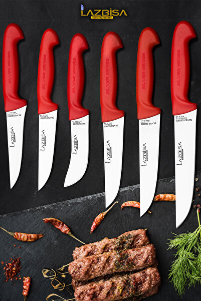 LAZBİSA Silver Serisi Mutfak Bıçak Seti Yüzme Sıyırma Kasap Et Ekmek Sebze Me...