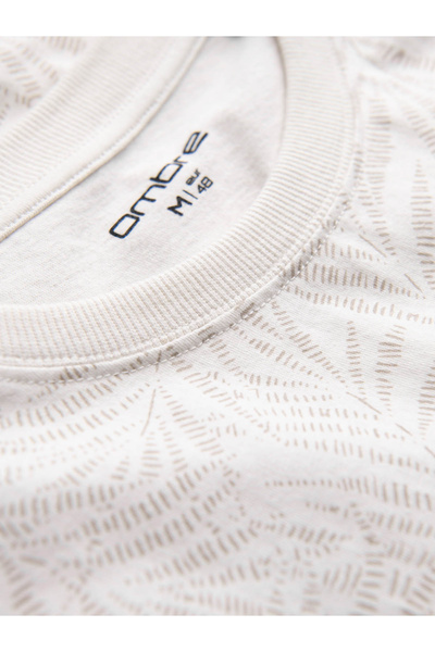 OMBRE Ανδρικό μπλουζάκι με στάμπα σε χρώμα φοίνικα - ανοιχτό μπεζ V1 OM-TSFP-0182 XL